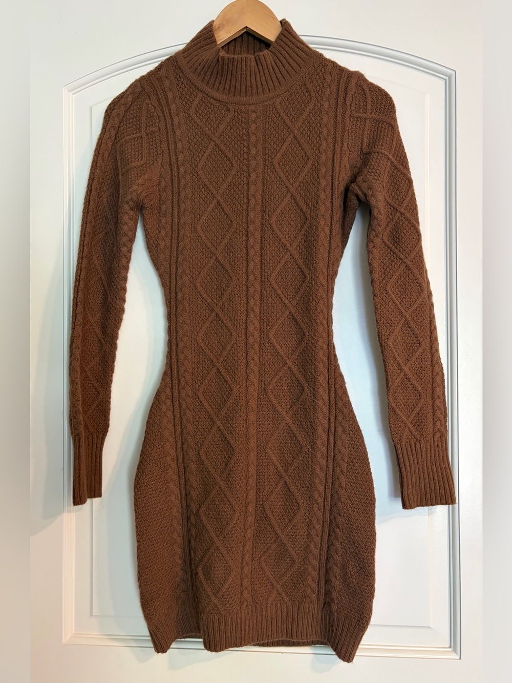 Windsor Knit to Stun Open Back Mini Brown Copper Coquette Dress L